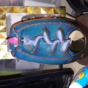 Incense cone "waterfall" burner w/ backflow cones